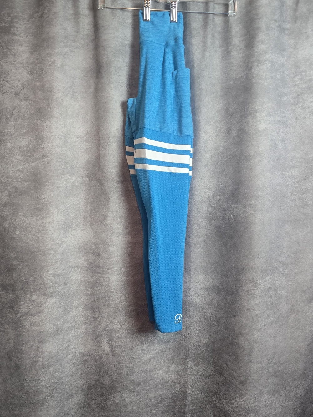 Bombshell Sportswear Scrunch Thigh-Highs Striped Leggings Blue & White Like New